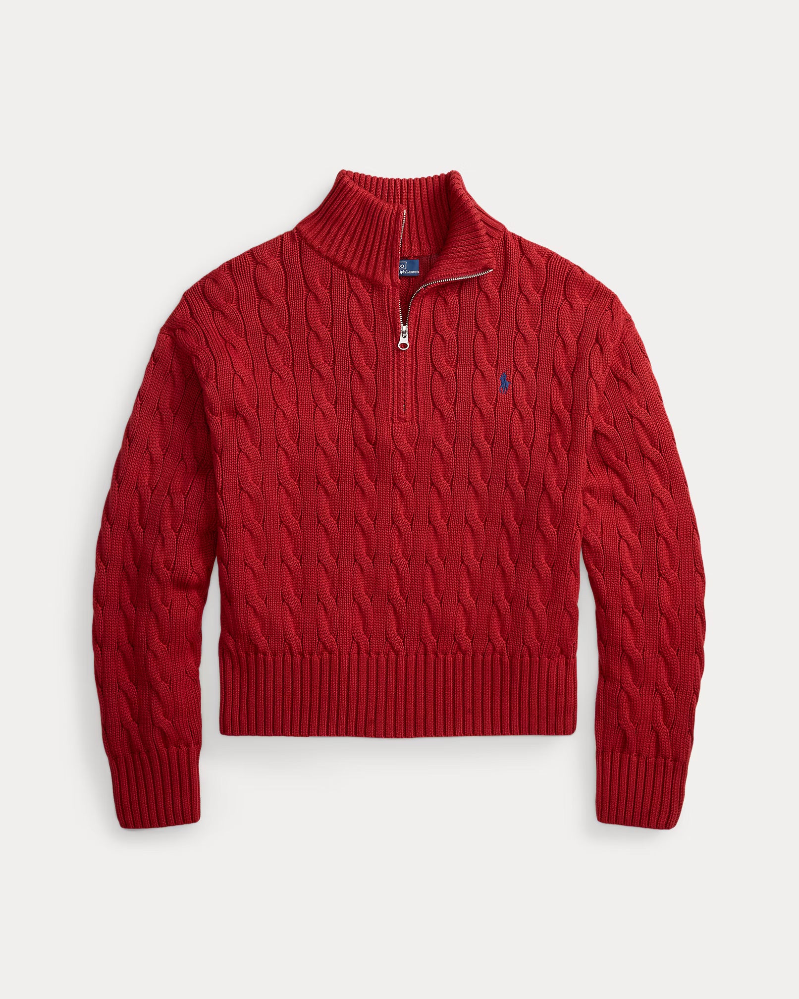 RL Cable-Knit Cotton Quarter-Zip Jumper