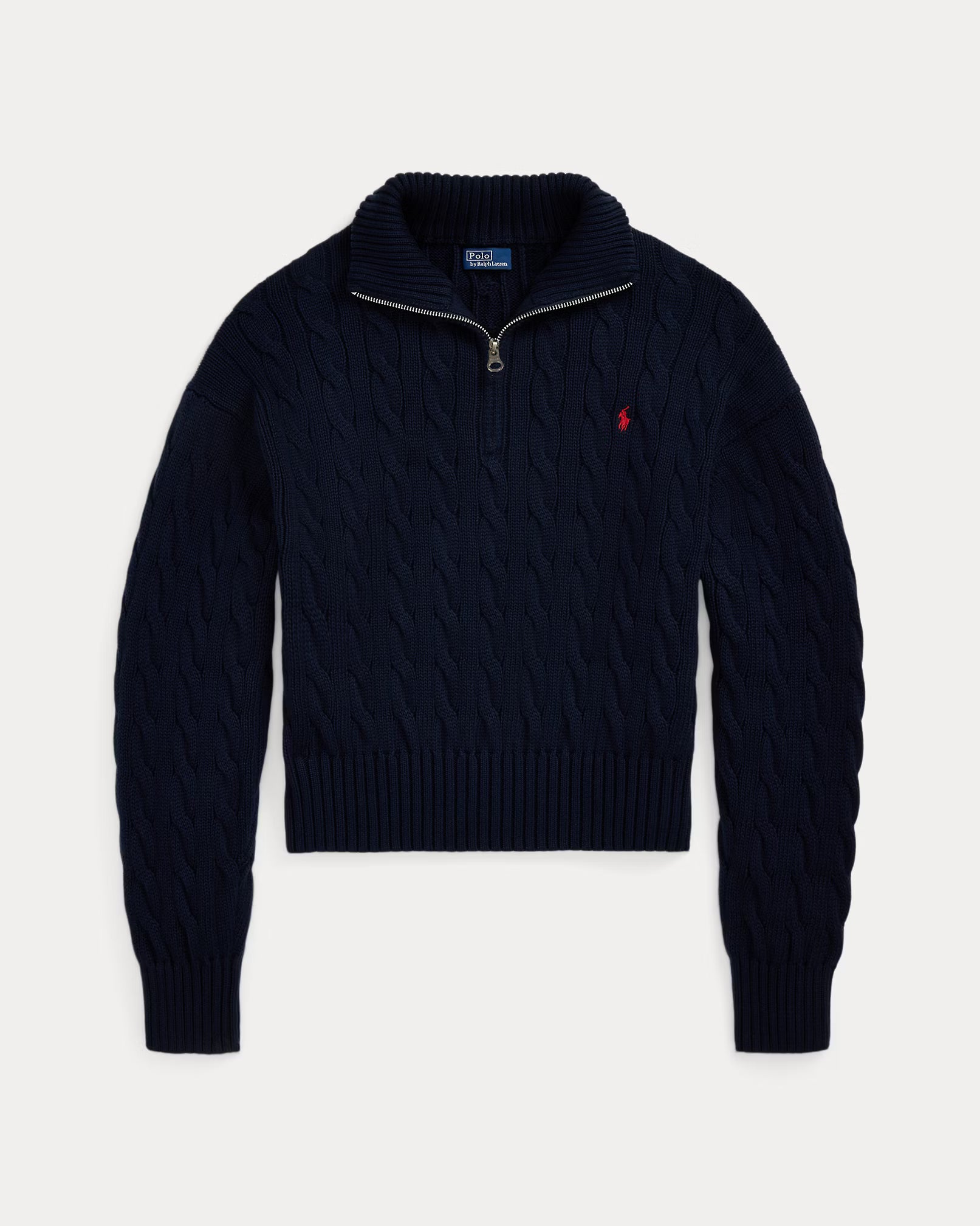 RL Cable-Knit Cotton Quarter-Zip Jumper