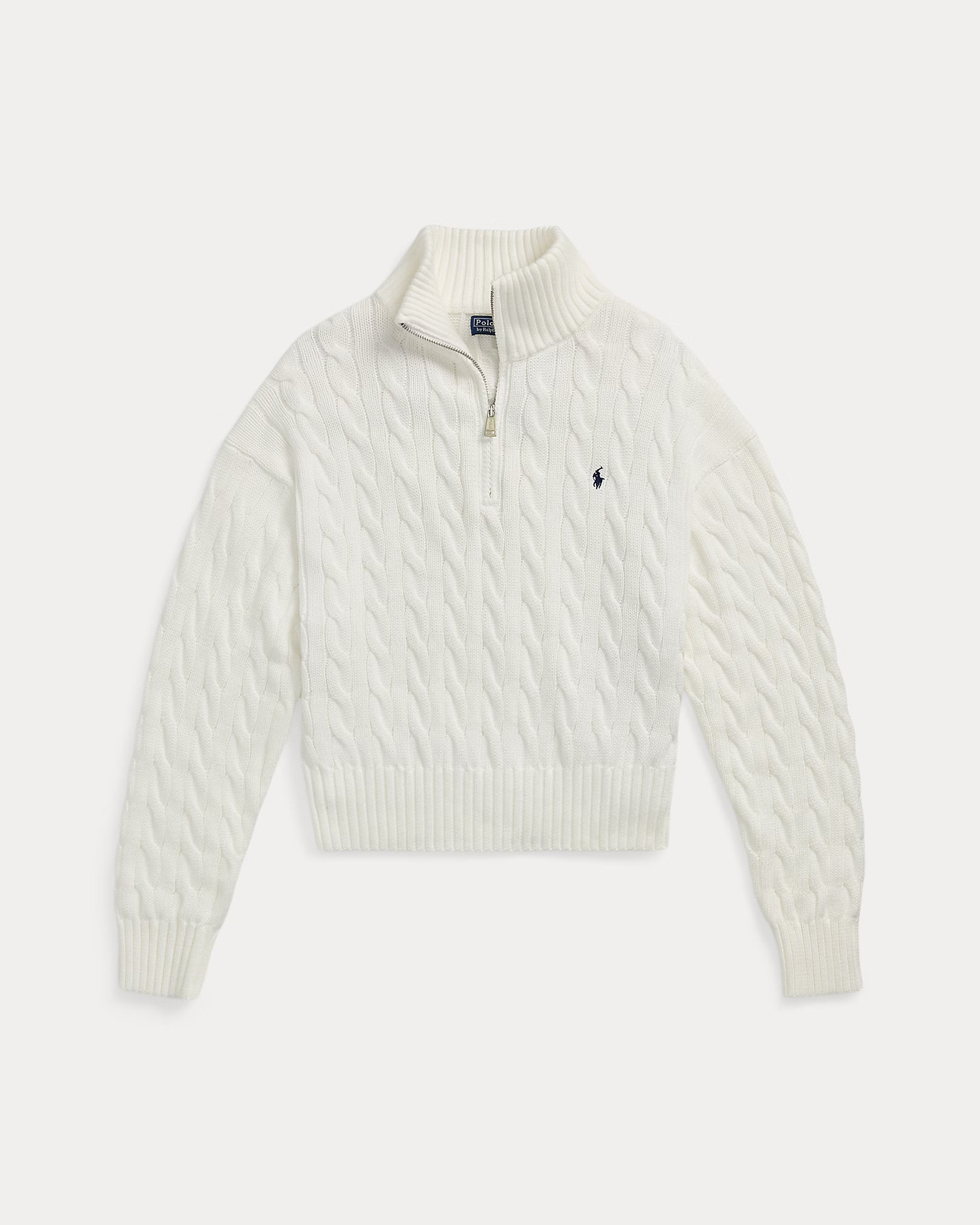 RL Cable-Knit Cotton Quarter-Zip Jumper