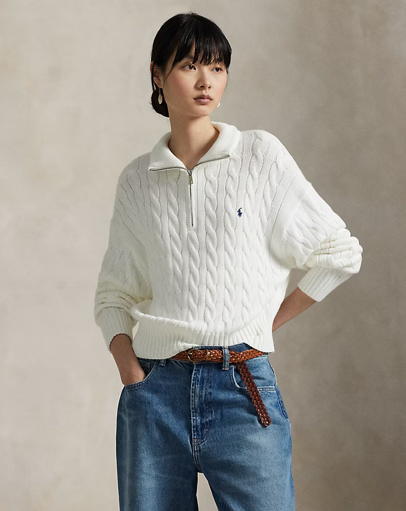 RL Cable-Knit Cotton Quarter-Zip Jumper