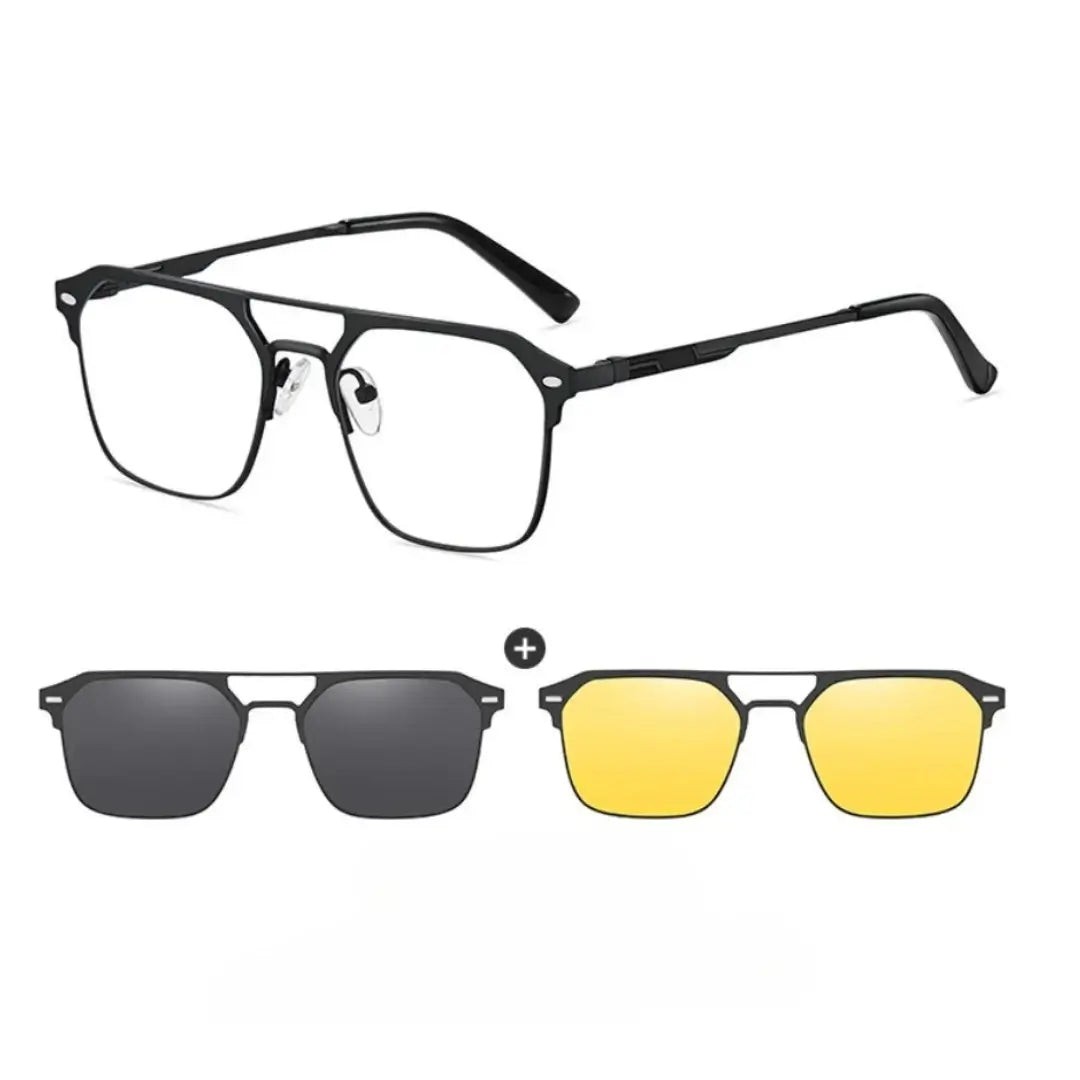 3-in-1-Brille mit polarisiertem Clip-On