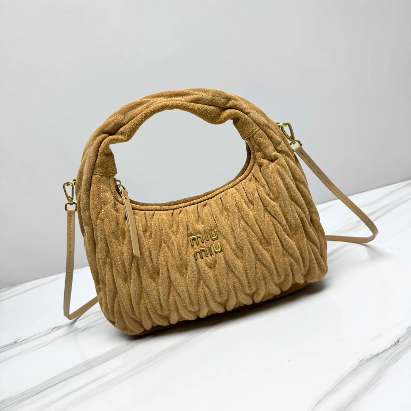 Bag MI 556 Matelassé Suede Beige