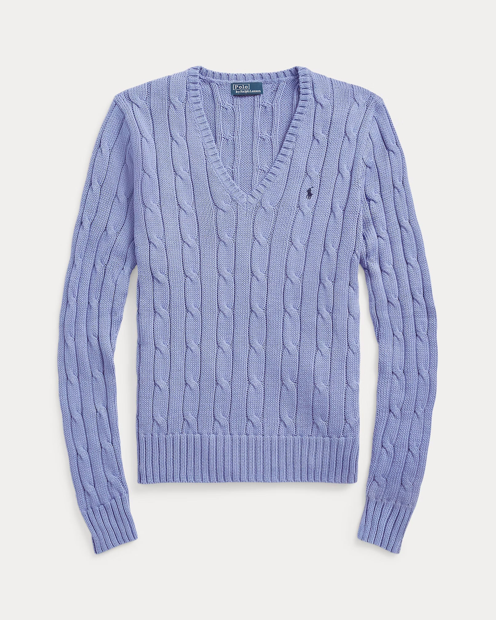 Cable-Knit Cotton V-Neck Jumper