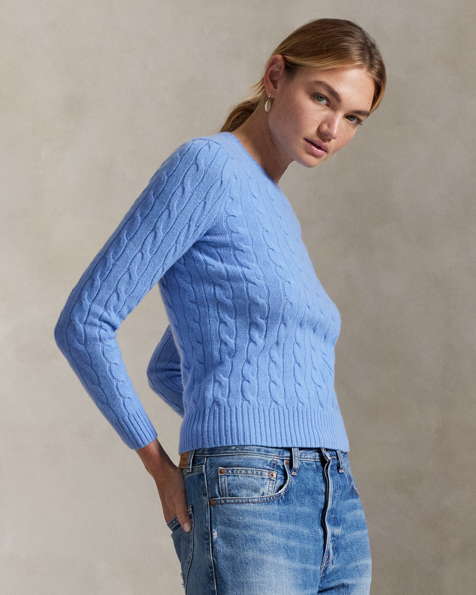 Cable Wool-Cashmere Crewneck Jumper