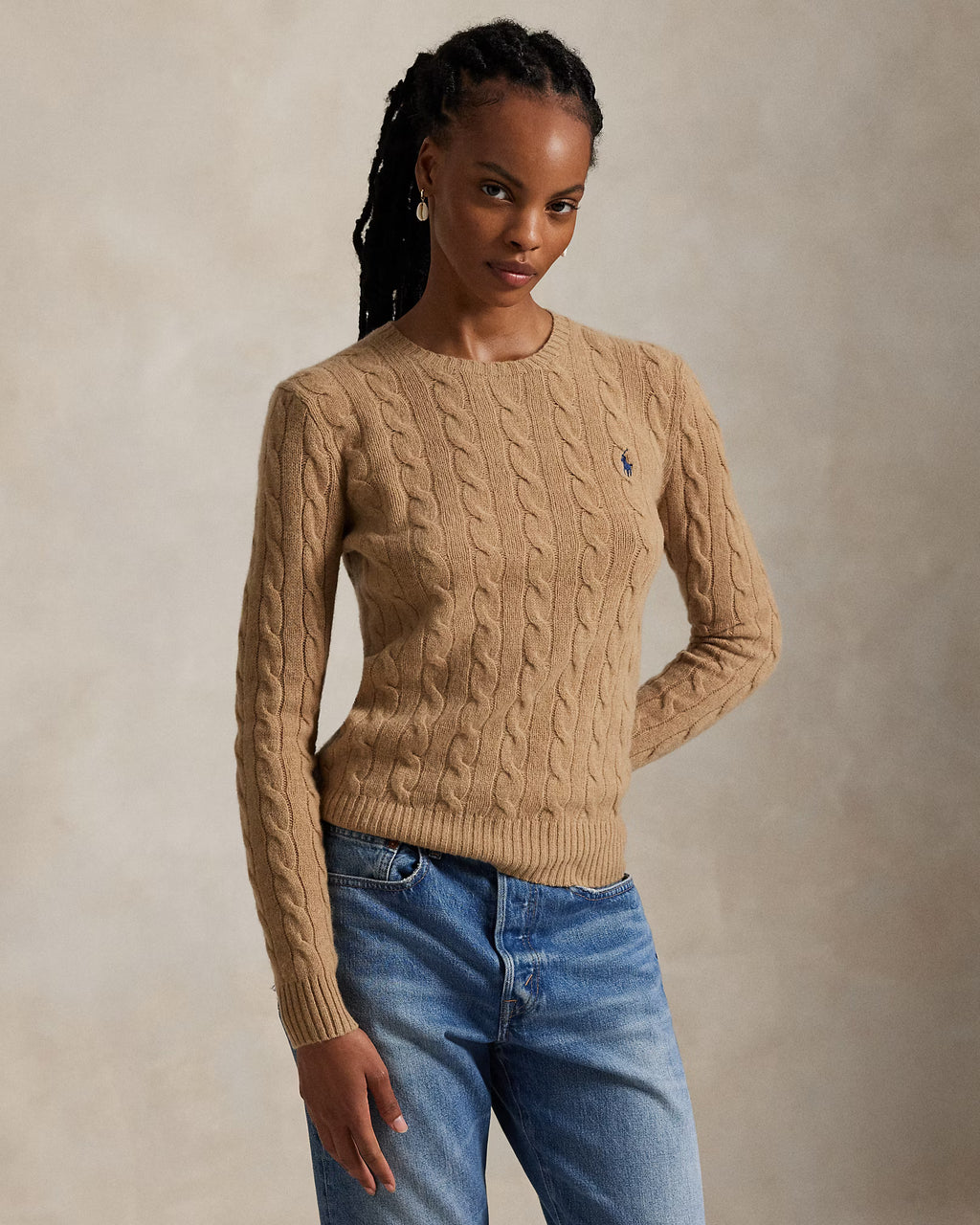 Cable Wool-Cashmere Crewneck Jumper