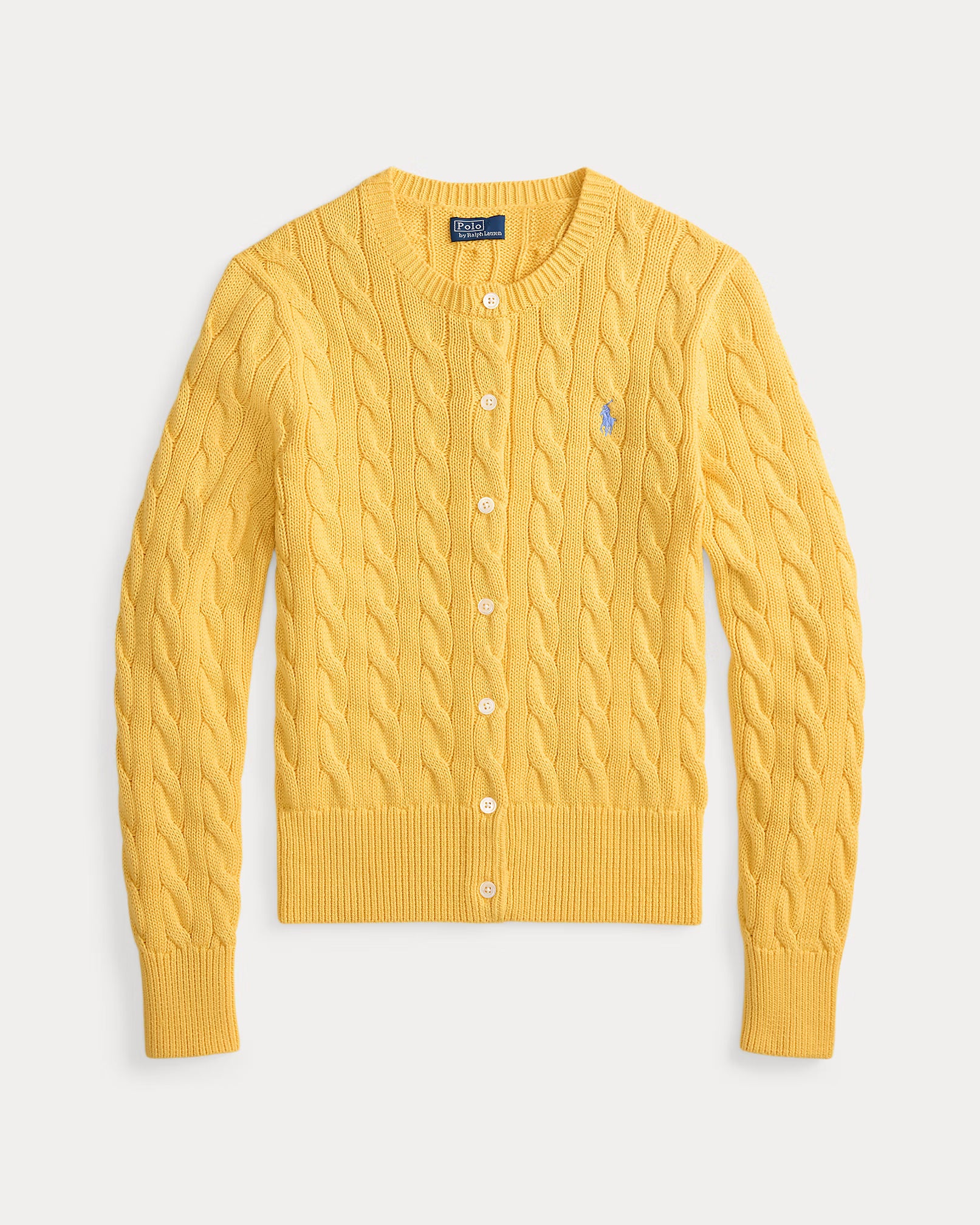 Cable-Knit Cotton Crewneck Cardigan