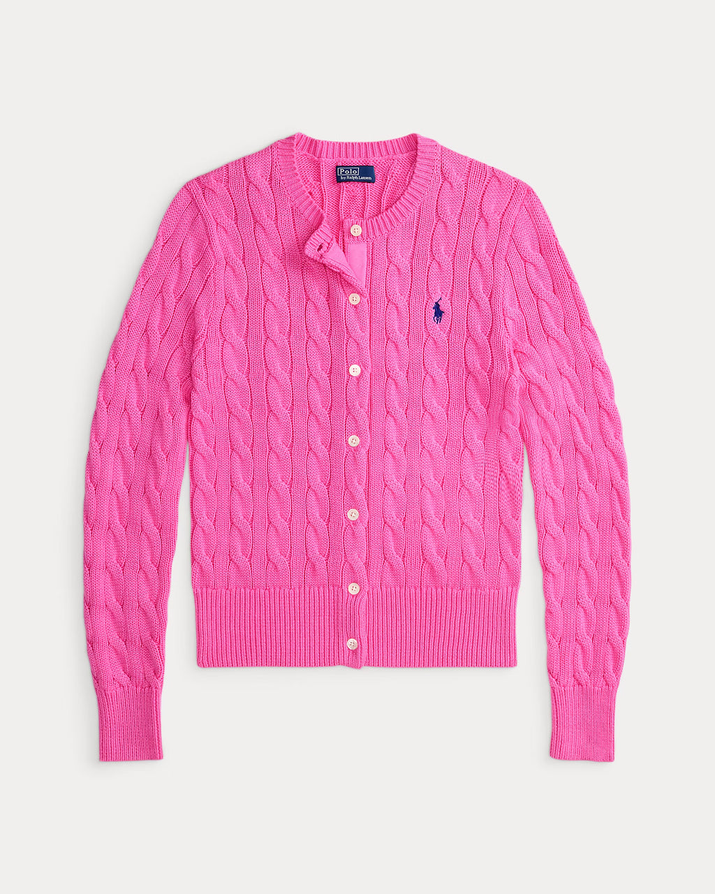 Cable-Knit Cotton Crewneck Cardigan