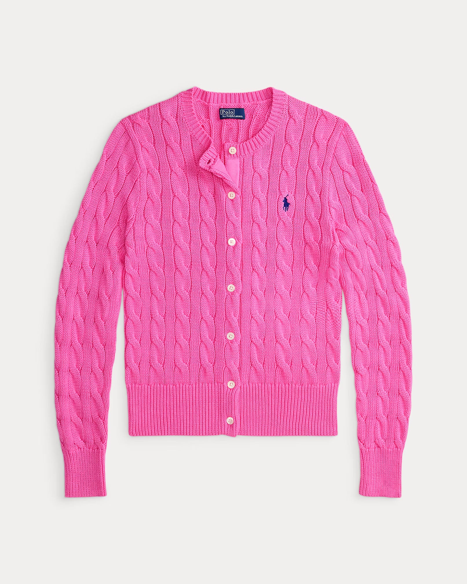 Cable-Knit Cotton Crewneck Cardigan