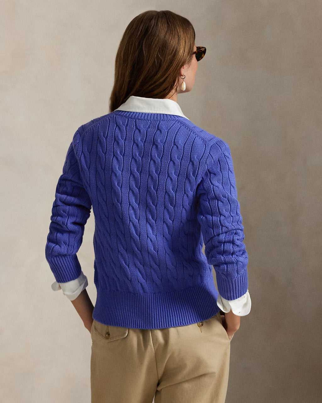 Cable-Knit Cotton Crewneck Cardigan