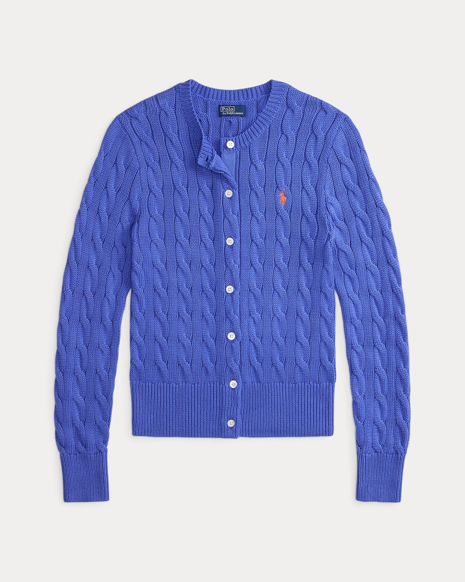 Cable-Knit Cotton Crewneck Cardigan