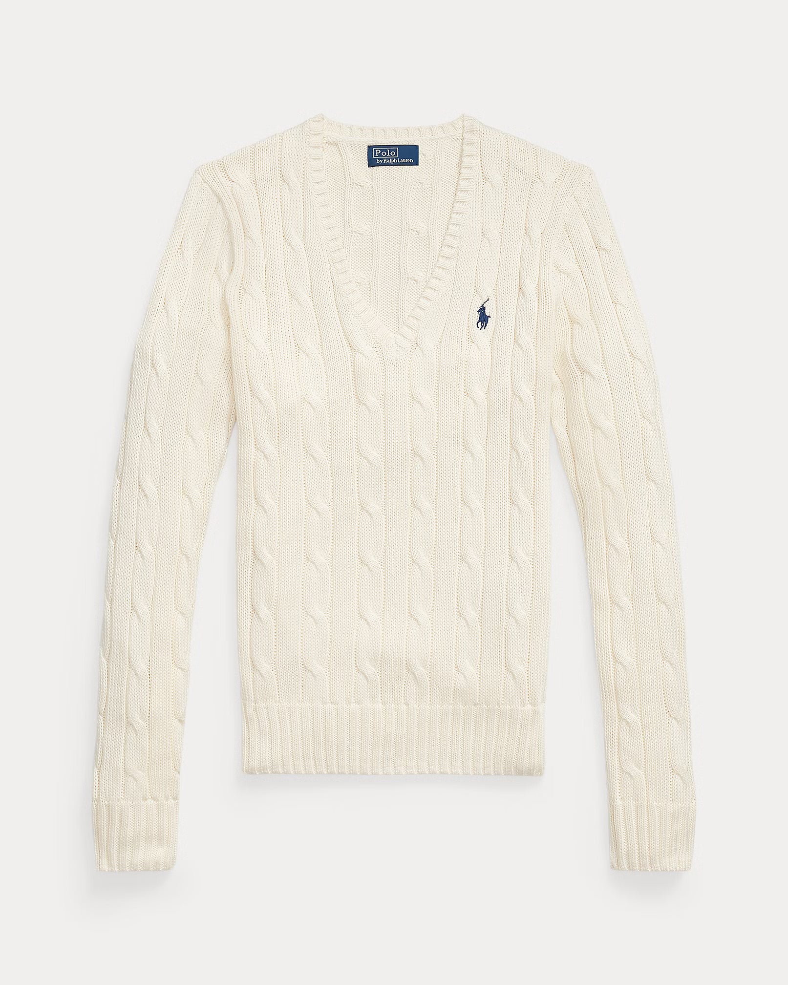 Cable-Knit Cotton V-Neck Jumper