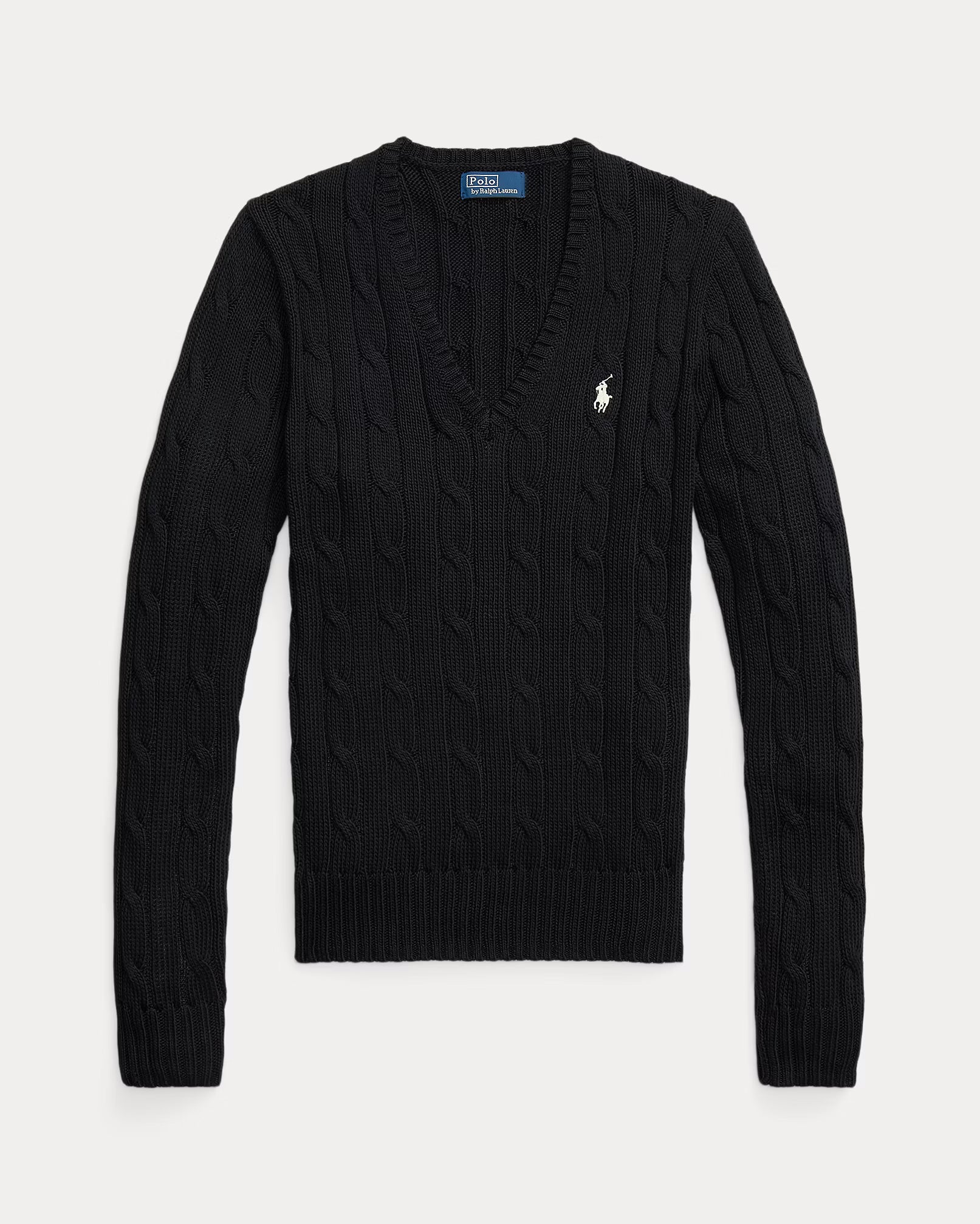 Cable-Knit Cotton V-Neck Jumper