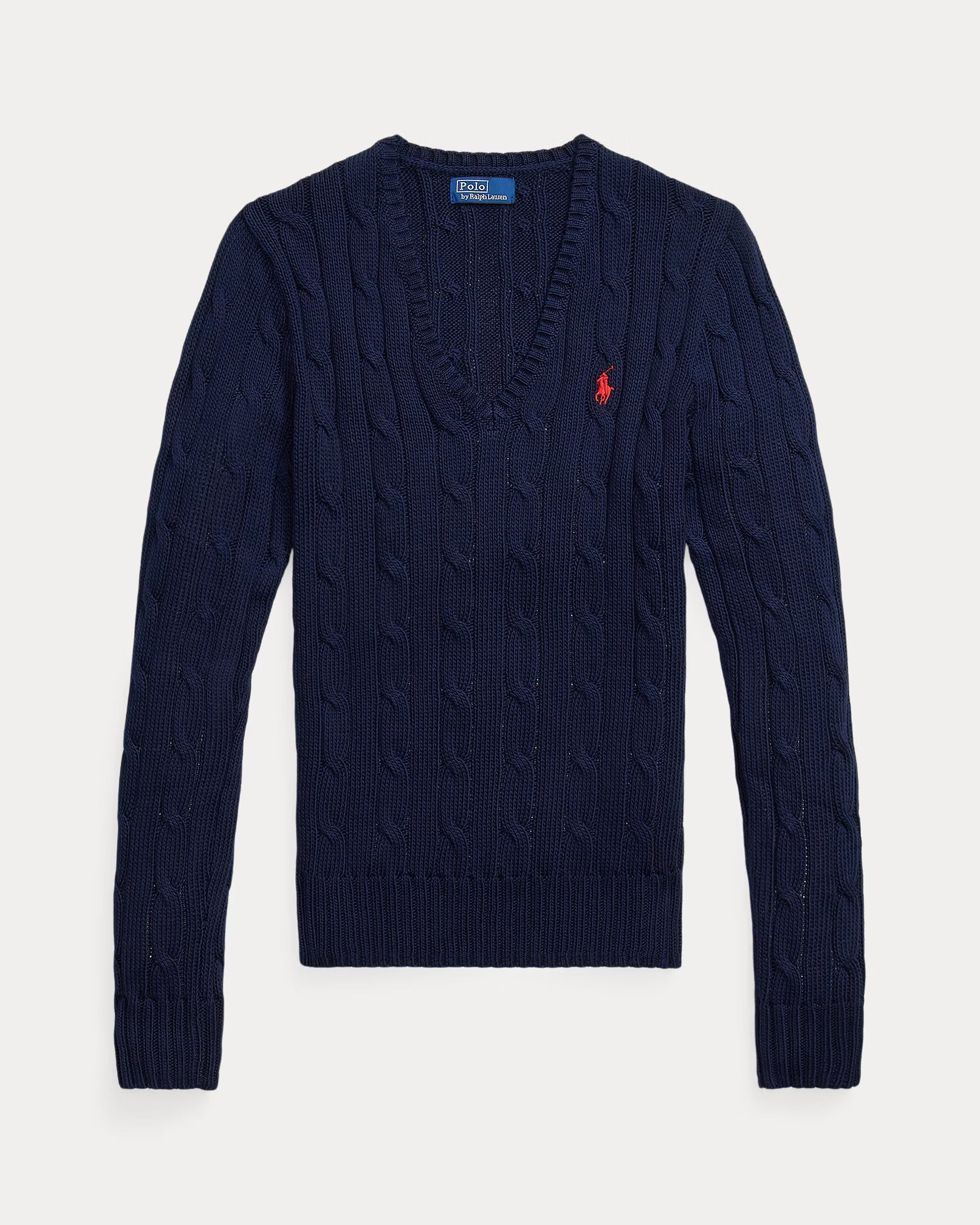 Cable-Knit Cotton V-Neck Jumper