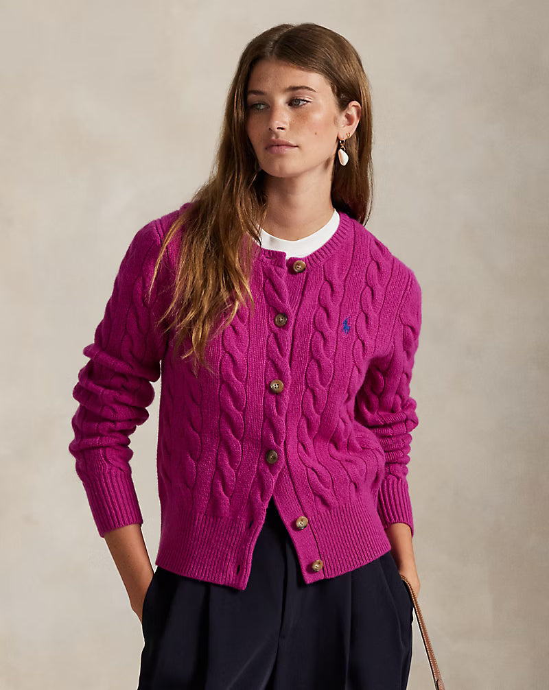 Cable-Knit Wool-Cashmere Cardigan