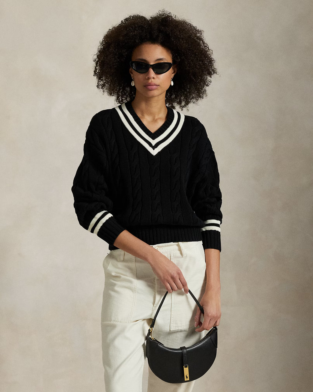 Aran-Knit Cotton Cricket Jumper