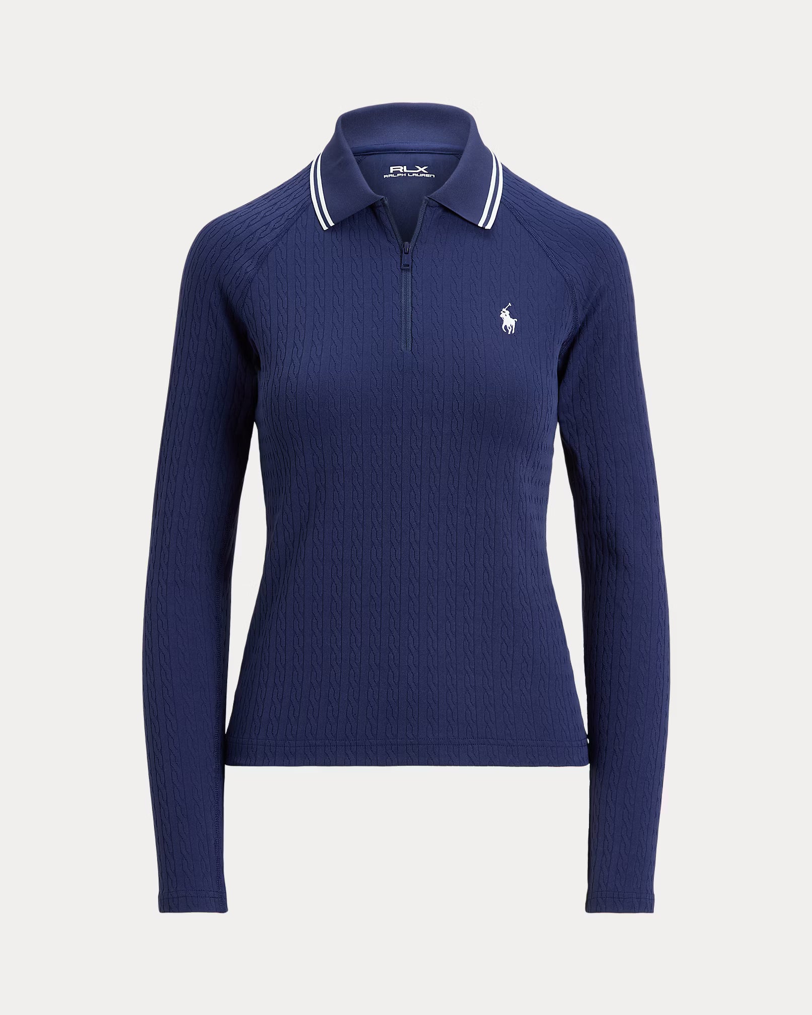 Cable Quarter-Zip Long-Sleeve Polo
