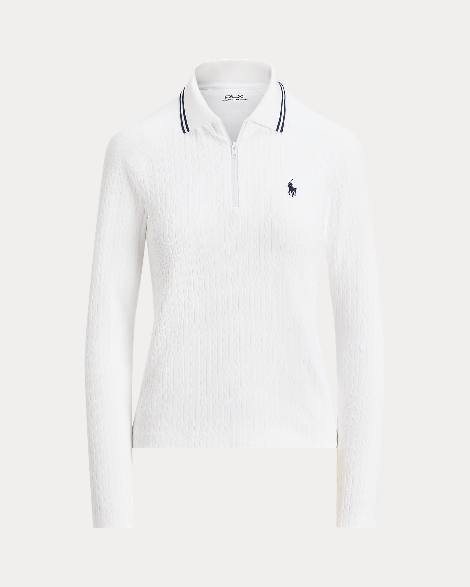 Cable Quarter-Zip Long-Sleeve Polo